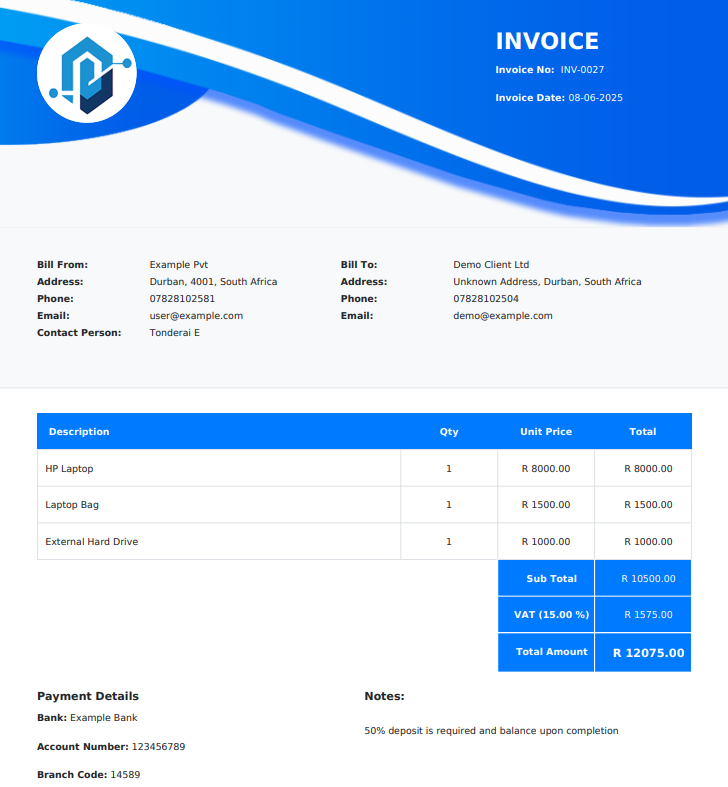 Instant Invoice Pro Template